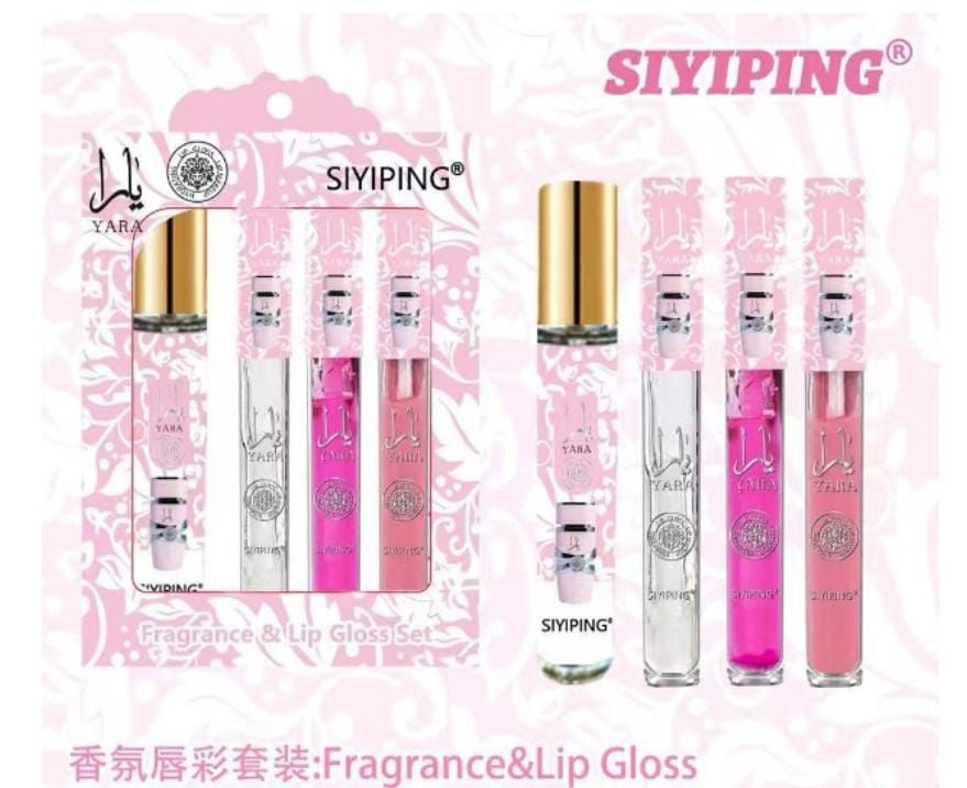 Set 1 yara perfume de bolsillo+ 3 Lip glos