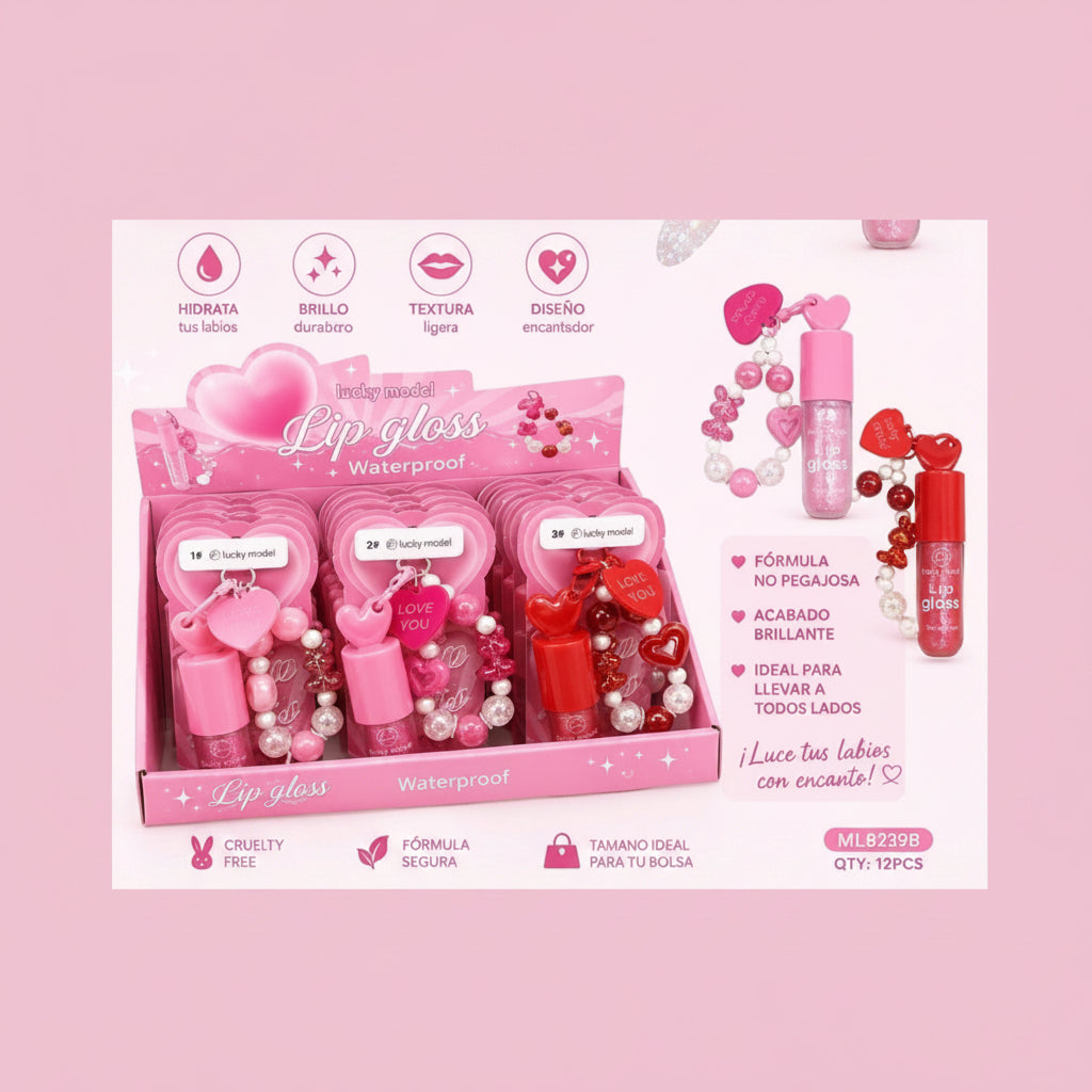 Lip glos corazón llavero