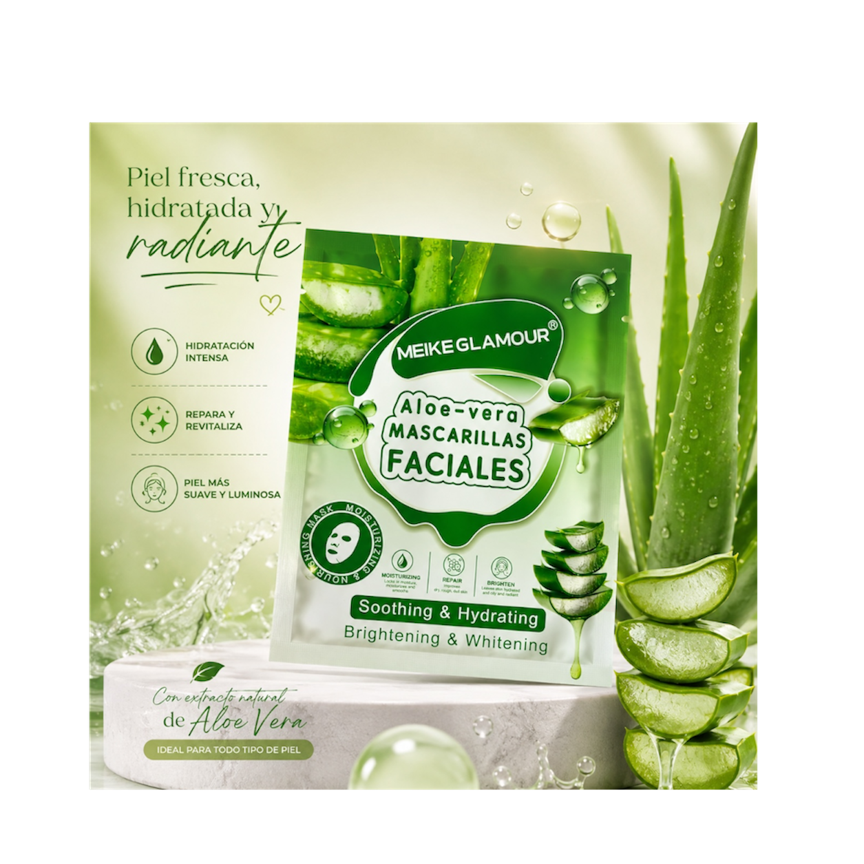 12pz Mascarilla Hidratante Aloe Vera