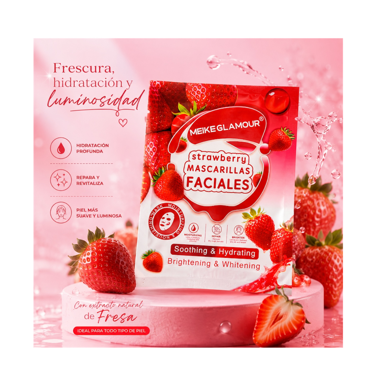 12 pz Mascarilla facial de Fresa