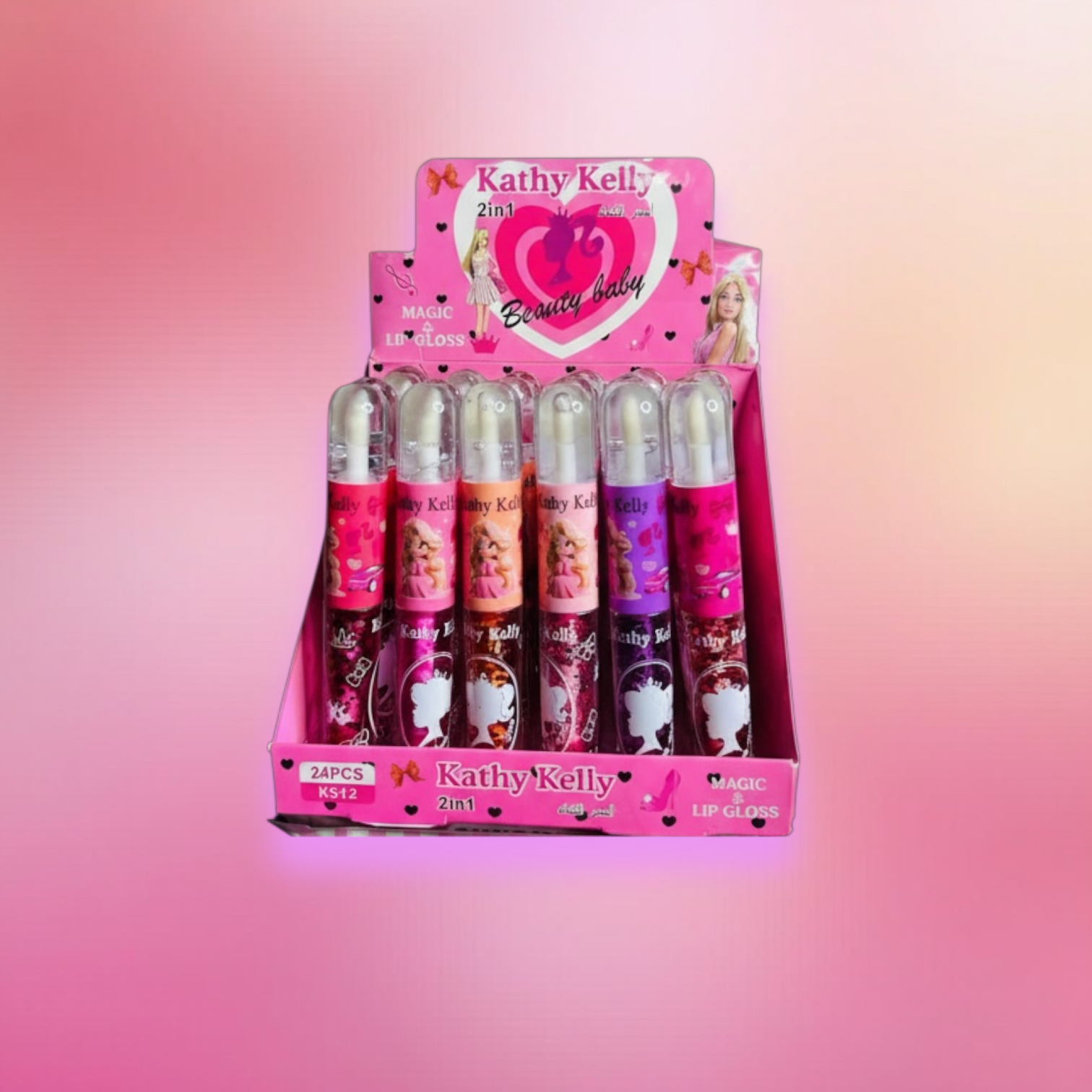 Lip gloss 2 in 1 caja 24 piezas