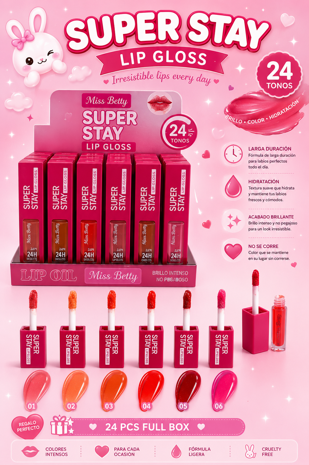Lip oil con color Brillo intenso