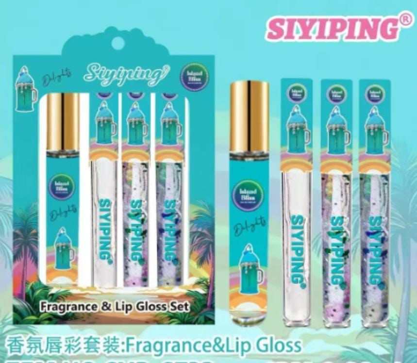 Set 1 Perfume árabe island + 3 lip gloss