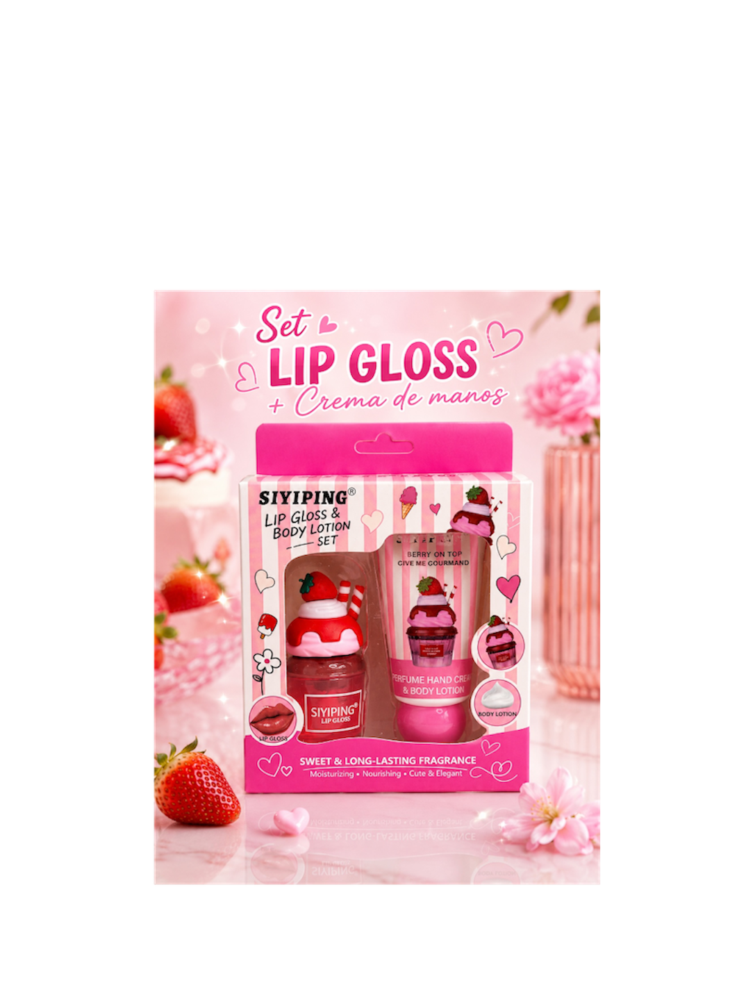Set lip Gloss & Crema de mano