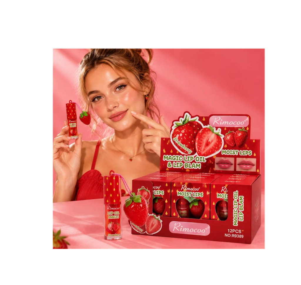2 in 1 Lip gloss & lip balm caja 12pz