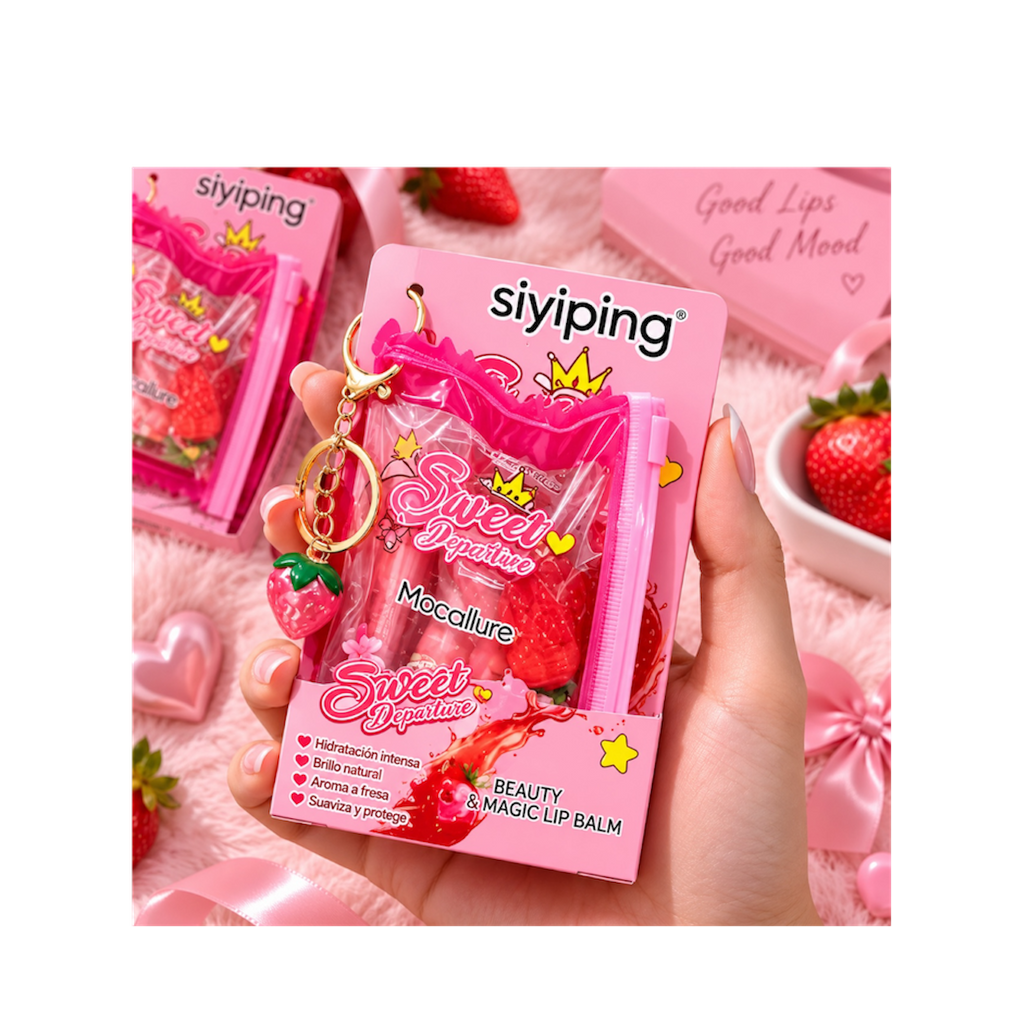 Trío de lip gloss + llavero